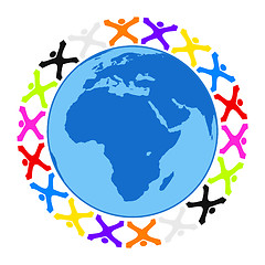 Image showing some stylized people building a circle around the earth
