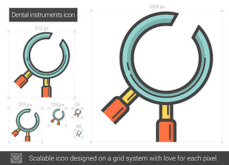 Image showing Dental instruments line icon.