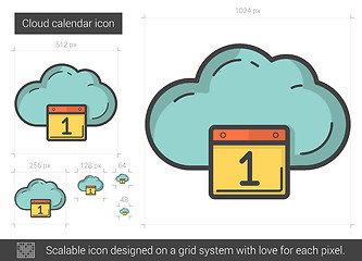 Image showing Cloud calendar line icon.