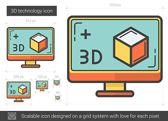 Image showing Three d technology line icon.