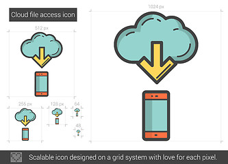 Image showing Cloud file access line icon.