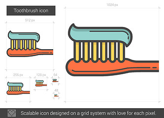 Image showing Toothbrush line icon.