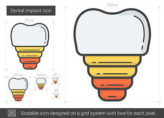 Image showing Dental implant line icon.