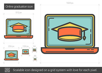 Image showing Online graduation line icon.