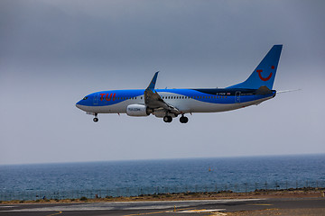 Image showing ARECIFE, SPAIN - APRIL, 16 2017: Boeing 737-800 of TUI with the 