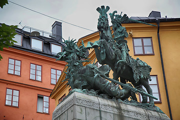 Image showing Statue of Sankt Goran & the Dragon in Stockholm, Sweden