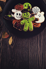 Image showing Homemade delicious ginger biscuits for Halloween