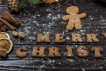 Image showing Gingerbreads and coffee for new years or christmas