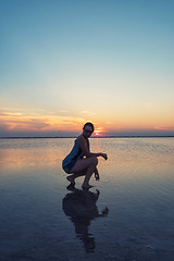 Image showing Beauty sunset on salty lake