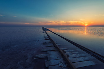 Image showing Beauty sunset on salty lake