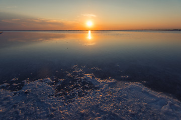 Image showing Beauty sunset on salty lake