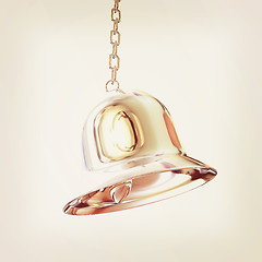 Image showing Shiny metal bell isolated on white background. 3d illustration. 