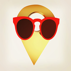 Image showing Glamour map pointer in sunglasses. 3d illustration. Vintage styl