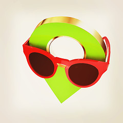 Image showing Glamour map pointer in sunglasses. 3d illustration. Vintage styl