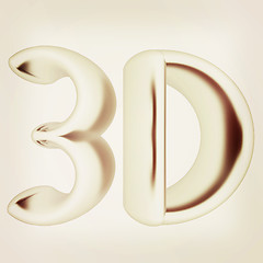 Image showing 3D word. 3D illustration. Vintage style