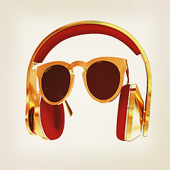 Image showing Sunglasses and headphone for your face. 3d illustration. Vintage