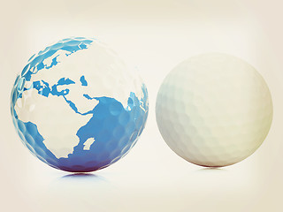 Image showing Conceptual 3d illustration. Golf ball world globe. Vintage style