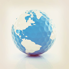 Image showing Conceptual 3d illustration. Golf ball world globe. Vintage style