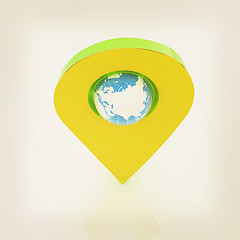 Image showing Realistic 3d pointer of map with Earth. Global concept. 3d illus
