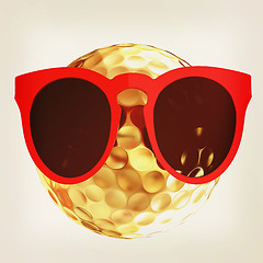 Image showing Golf Ball With Sunglasses. 3d illustration. Vintage style