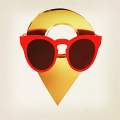 Image showing Glamour map pointer in sunglasses. 3d illustration. Vintage styl