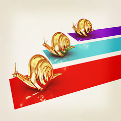 Image showing Racing snails. 3D illustration. Vintage style