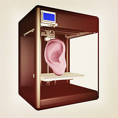 Image showing Medical 3d printer for duplication of human ear. 3D Bio-printer.