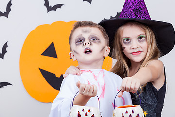 Image showing Happy children on Halloween party