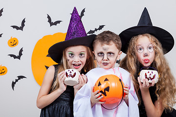 Image showing Happy children on Halloween party