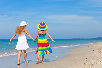 Image showing happy children playing on the beach