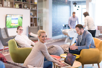 Image showing Startup Business Team At A Meeting at modern office building