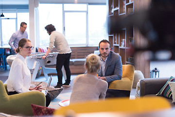 Image showing Startup Business Team At A Meeting at modern office building