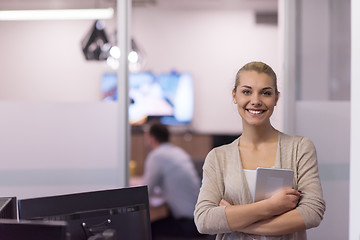 Image showing Business Woman Using Digital Tablet in front of startup Office