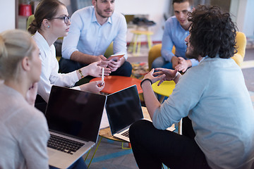 Image showing Startup Business Team At A Meeting at modern office building