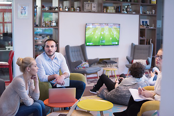 Image showing Startup Business Team At A Meeting at modern office building