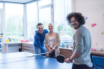 Image showing startup business team playing ping pong tennis