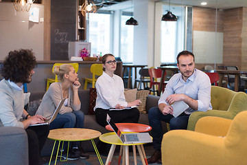 Image showing Startup Business Team At A Meeting at modern office building