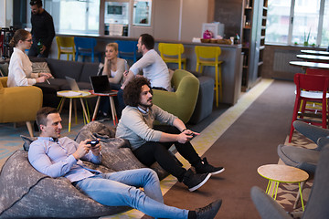 Image showing startup Office Workers Playing computer games