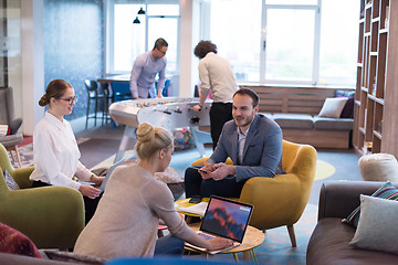 Image showing Startup Business Team At A Meeting at modern office building