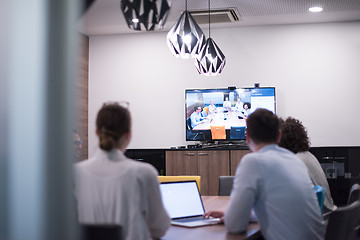 Image showing Startup Business Team At A Meeting at modern office building