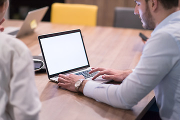 Image showing Startup Business Team At A Meeting at modern office building