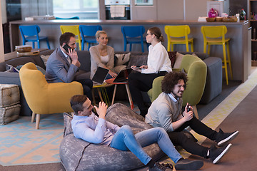 Image showing startup Office Workers Playing computer games