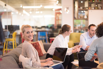 Image showing Startup Business Team At A Meeting at modern office building