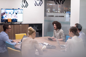 Image showing Startup Business Team At A Meeting at modern office building