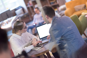 Image showing Business team Working With laptop in creative office