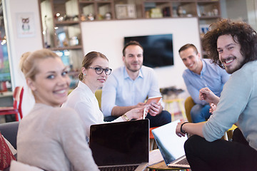 Image showing Startup Business Team At A Meeting at modern office building