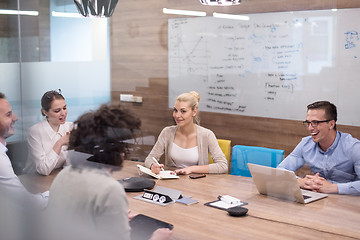 Image showing Startup Business Team At A Meeting at modern office building