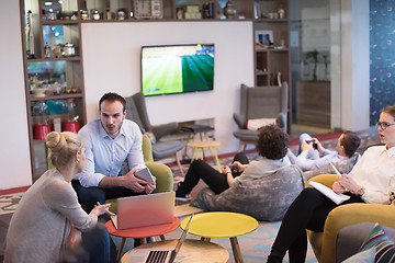 Image showing Startup Business Team At A Meeting at modern office building