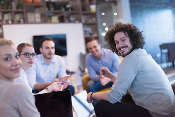 Image showing Startup Business Team At A Meeting at modern office building