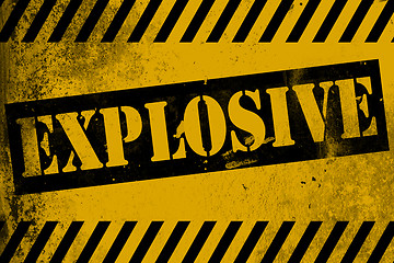 Image showing Explosive sign yellow with stripes